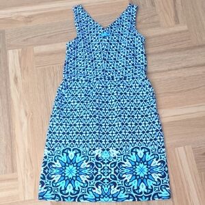 J MCLAUGHLIN Blue Patterned Sleeveless Dress Small